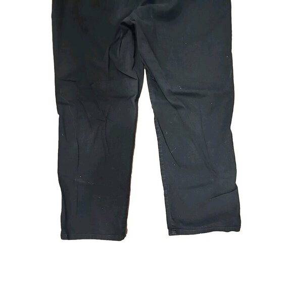 Denim & Co. Pants Black Woven Back Elastic Waist Pockets Straight Leg Women's PL - Picture 8 of 11